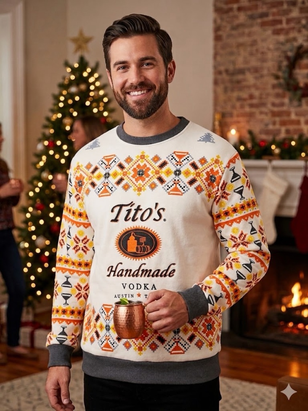 Tito's Handmade Vodka Crewneck Holiday Christmas Sweater - Embroidered- Size XL
